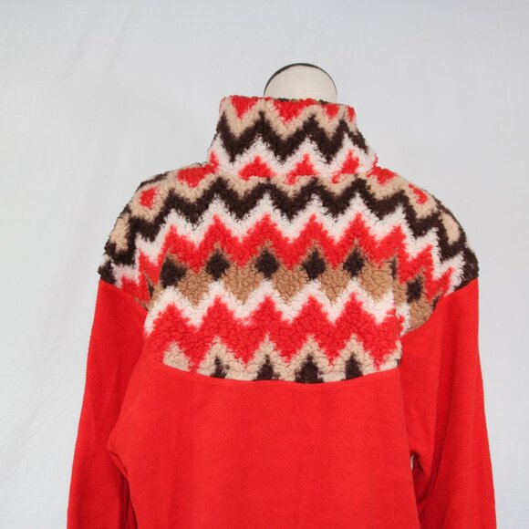 Aerie Oversized Hometown Holiday Red Sherpa Sweatshirt Pockets Size Small Cozy - Picture 7 of 8